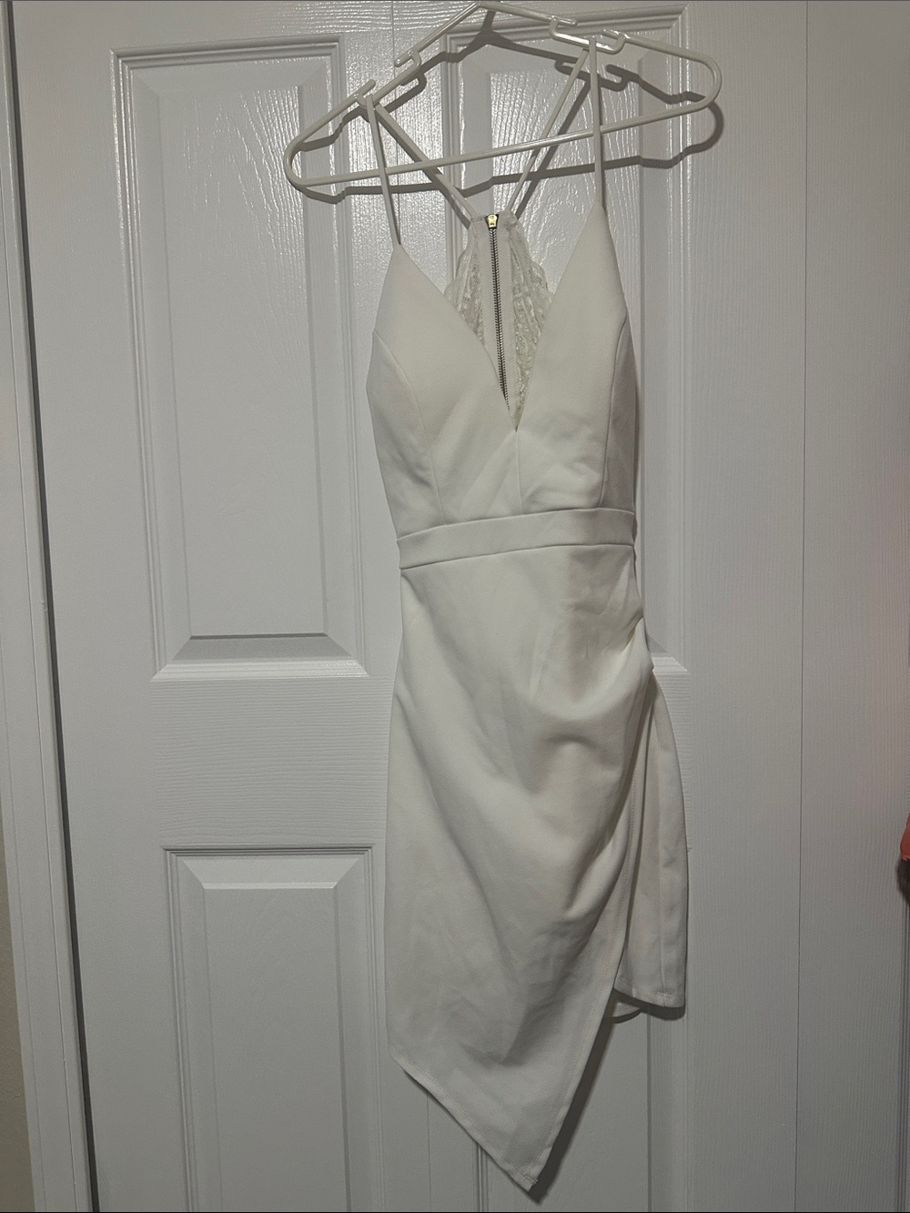 Honey and Rosie White Asymmetrical Slip Dress